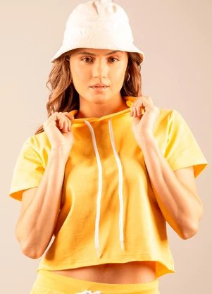 Hiatto Confecção - Blusa Cropped de Moletinho Amarelo - HIATTO CONFECÇÃO