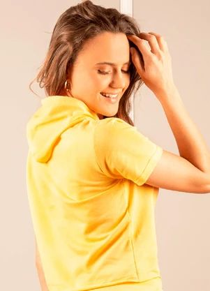 Hiatto Confecção - Blusa Cropped de Moletinho Amarelo - HIATTO CONFECÇÃO