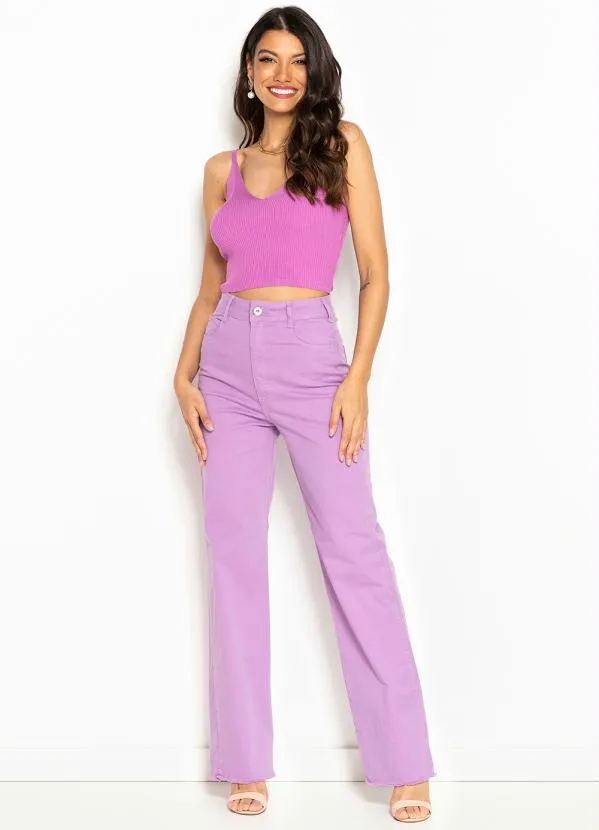 Hering - Blusa Cropped de Tricot Lilás 3