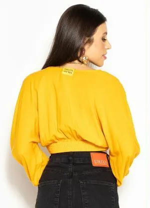 Colcci - Blusa Cropped de Viscose Amarelo - COLCCI