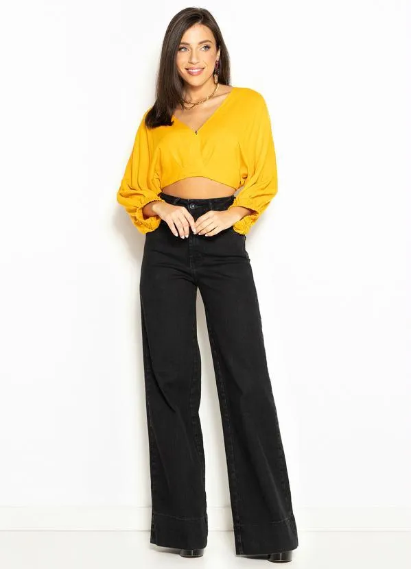 Colcci - Blusa Cropped de Viscose Amarelo 3