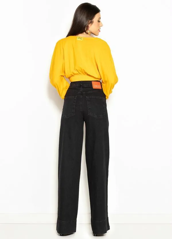 Colcci - Blusa Cropped de Viscose Amarelo 4