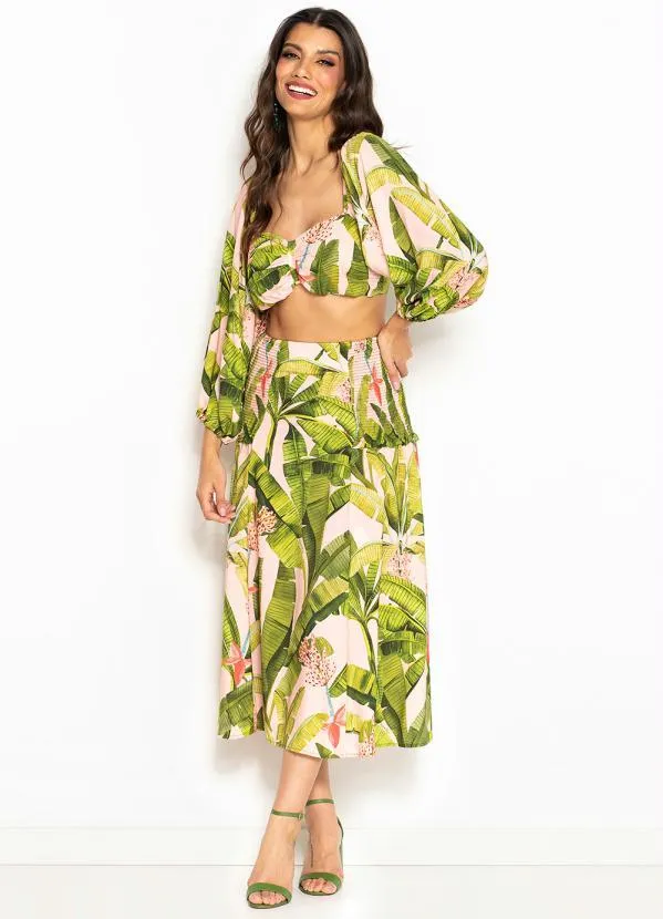 Farm - Blusa Cropped de Viscose Banana Verde 3