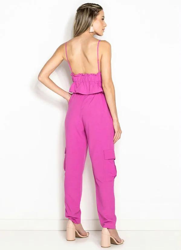 Maria Filó - Blusa Cropped de Viscose com Babados Rosa 4