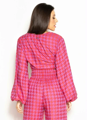 Colcci - Blusa Cropped de Viscose Jacquard Rosa - COLCCI