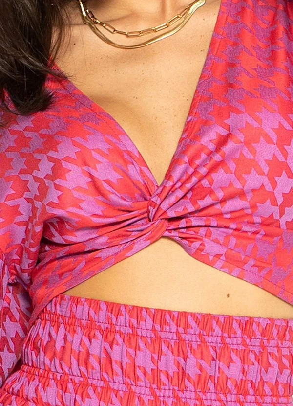 Colcci - Blusa Cropped de Viscose Jacquard Rosa 6