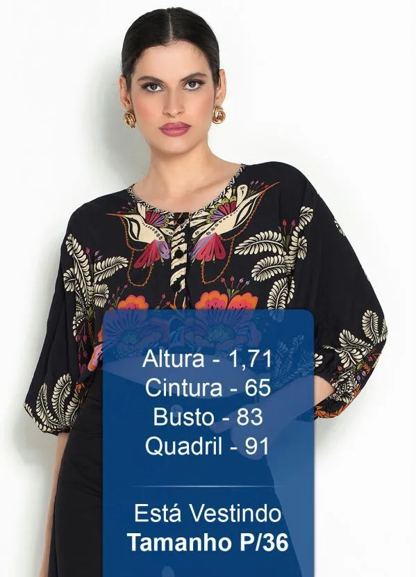 Farm - Blusa Cropped de Viscose Jardim Clássico Preto 5