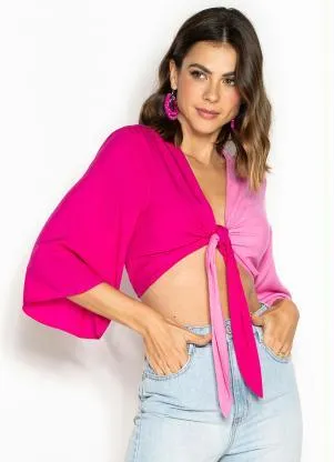 Colcci - Blusa Cropped de Viscose Rosa - COLCCI