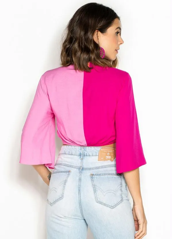 Colcci - Blusa Cropped de Viscose Rosa 2