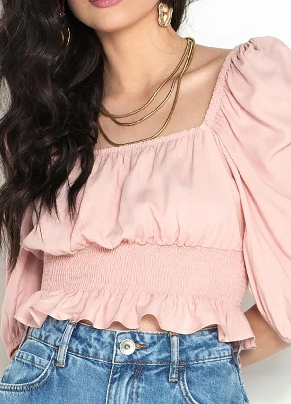 Colcci - Blusa Cropped de Viscose Rosa 6