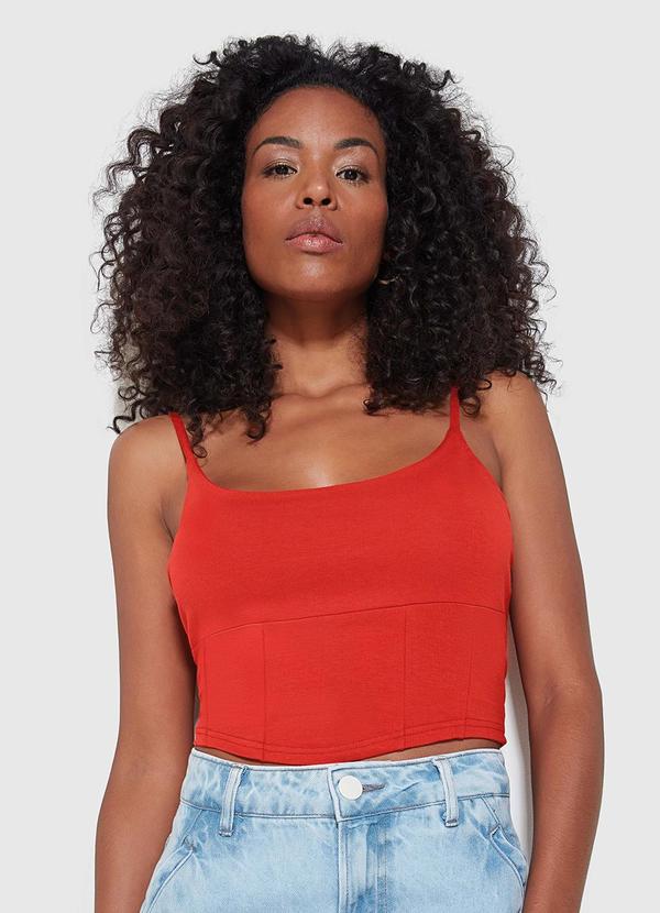 Enfim - Blusa Cropped em Cotton Terracota