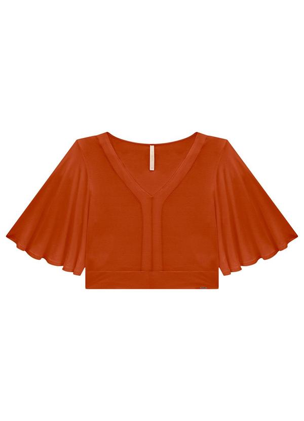 Lunender - Blusa Cropped em Malha Marrom