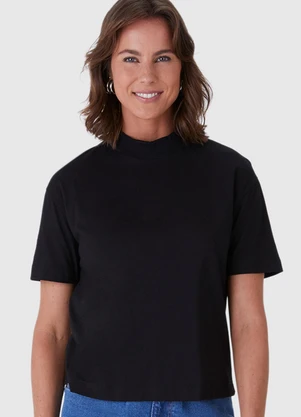 Malwee - Blusa Cropped em Malha Preto - MALWEE