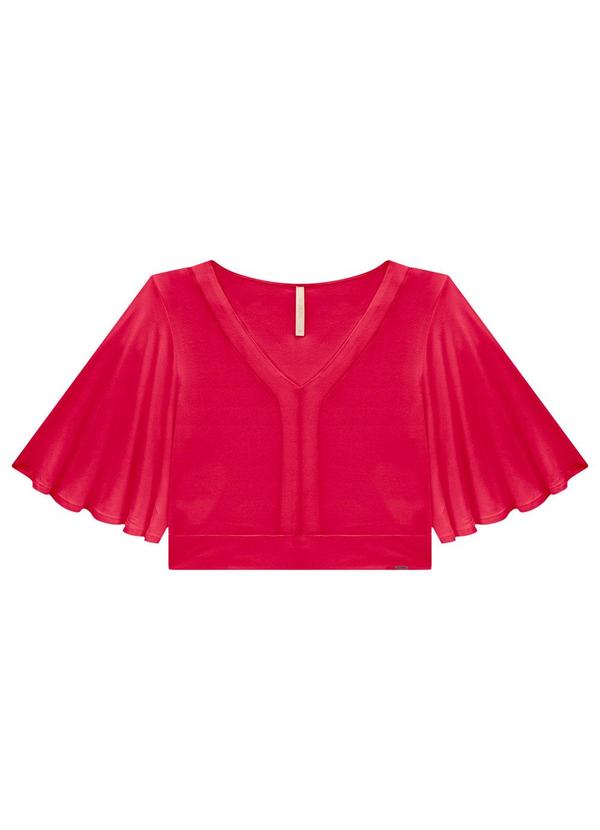 Lunender - Blusa Cropped em Malha Vermelho
