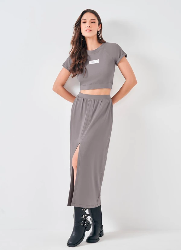 Sofie - Blusa Cropped em Moletinho Cinza