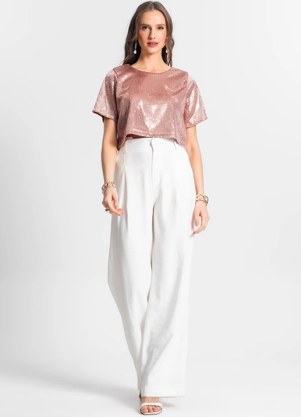 Endless - Blusa Cropped em Paetê Rose Gold 3