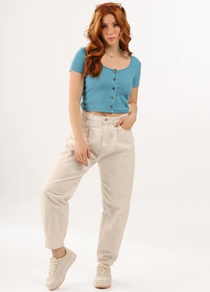 The Philippines - Blusa Cropped em Ribana Azul - THE PHILIPPINES