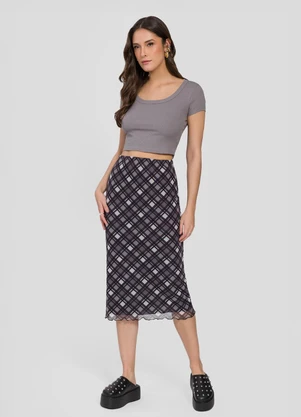 Sofie - Blusa Cropped em Ribana Cinza - SOFIE