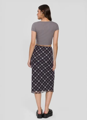 Sofie - Blusa Cropped em Ribana Cinza - SOFIE