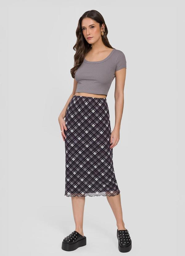 Sofie - Blusa Cropped em Ribana Cinza