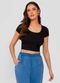 Sofie - Blusa Cropped em Ribana Preto - variação: Preto