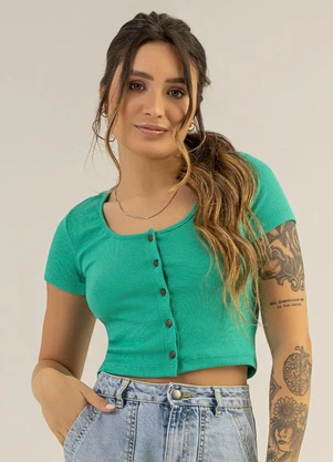 The Philippines - Blusa Cropped em Ribana Verde - THE PHILIPPINES