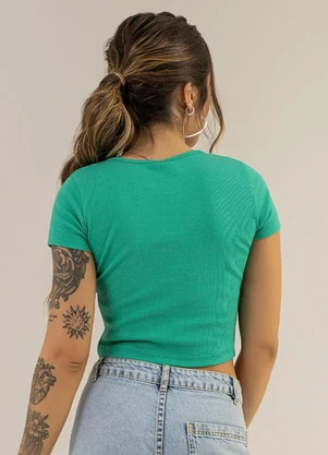 The Philippines - Blusa Cropped em Ribana Verde - THE PHILIPPINES