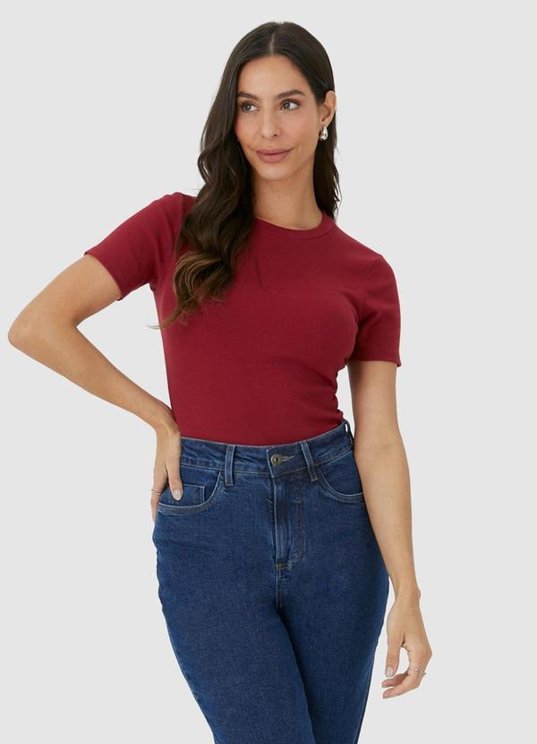 Malwee - Blusa Cropped em Ribana Vermelho