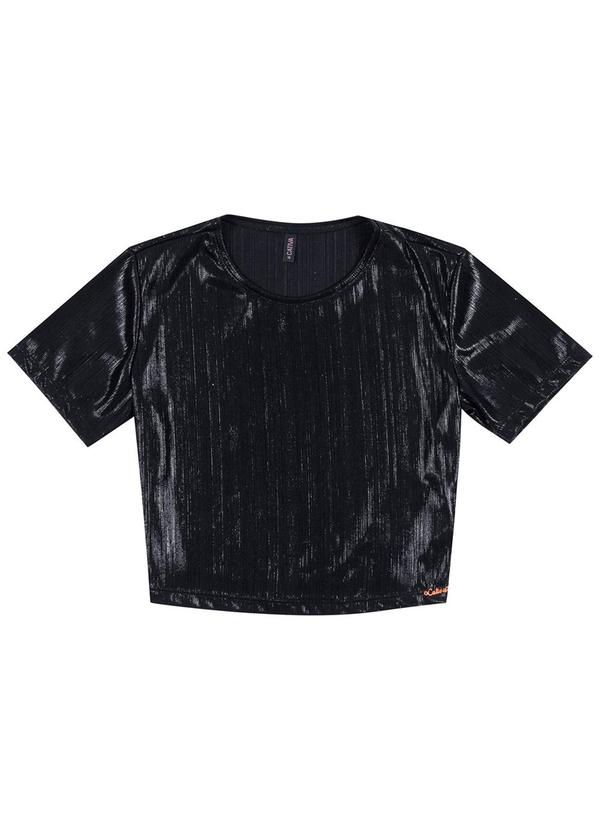Cativa Teen - Blusa Cropped em Tecido Sunshine Preto