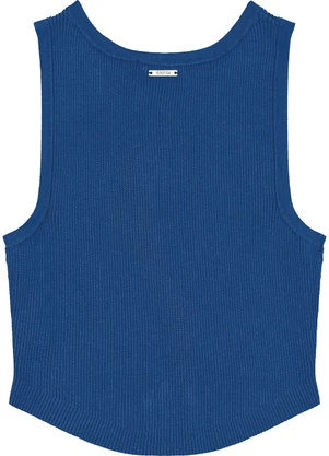 Enfim - Blusa Cropped em Tricô Azul - ENFIM