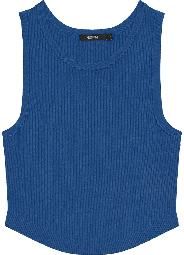 Enfim - Blusa Cropped em Tricô Azul