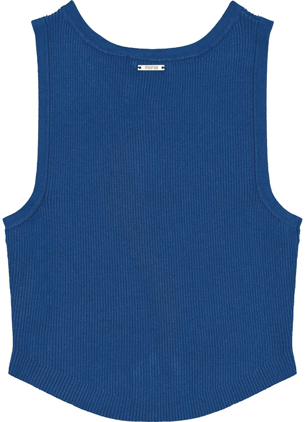 Enfim - Blusa Cropped em Tricô Azul 2