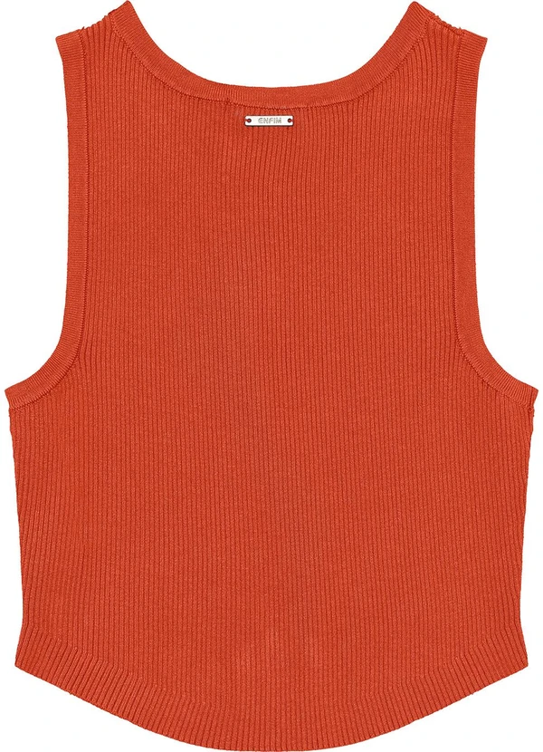 Enfim - Blusa Cropped em Tricô Laranja 4