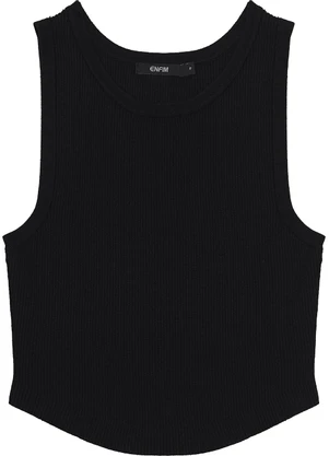 Enfim - Blusa Cropped em Tricô Preto - ENFIM