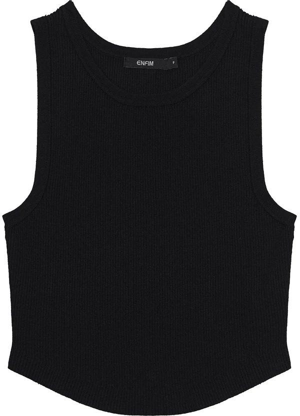 Enfim - Blusa Cropped em Tricô Preto