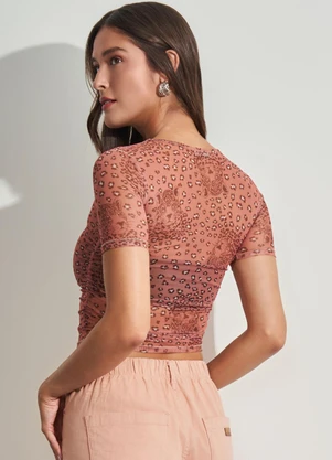 Sofie - Blusa Cropped em Tule Estampado - SOFIE