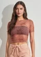 Sofie - Blusa Cropped em Tule Estampado - variação: Estampado
