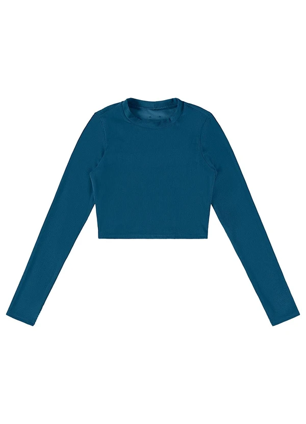 Enfim - Blusa Cropped em Veludo Azul 1