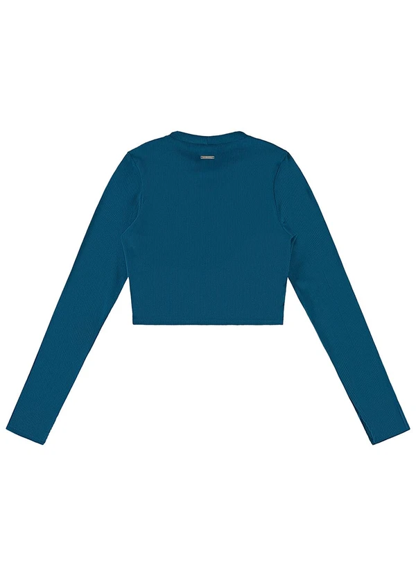 Enfim - Blusa Cropped em Veludo Azul 2