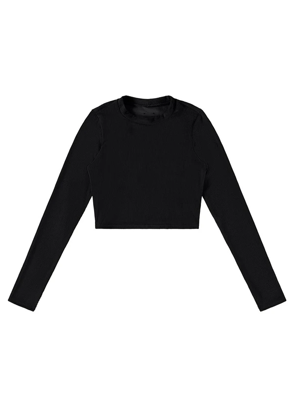 Enfim - Blusa Cropped em Veludo Preto 1