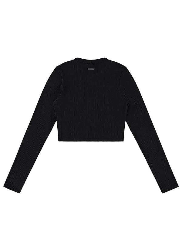 Enfim - Blusa Cropped em Veludo Preto 2