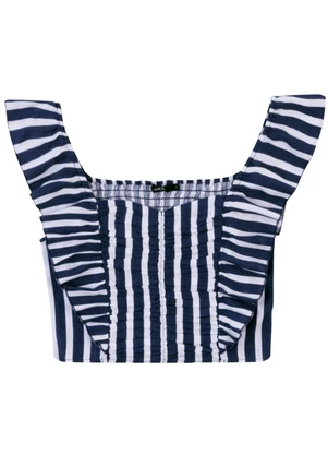 Malwee - Blusa Cropped em Viscolinho Azul Marinho - MALWEE