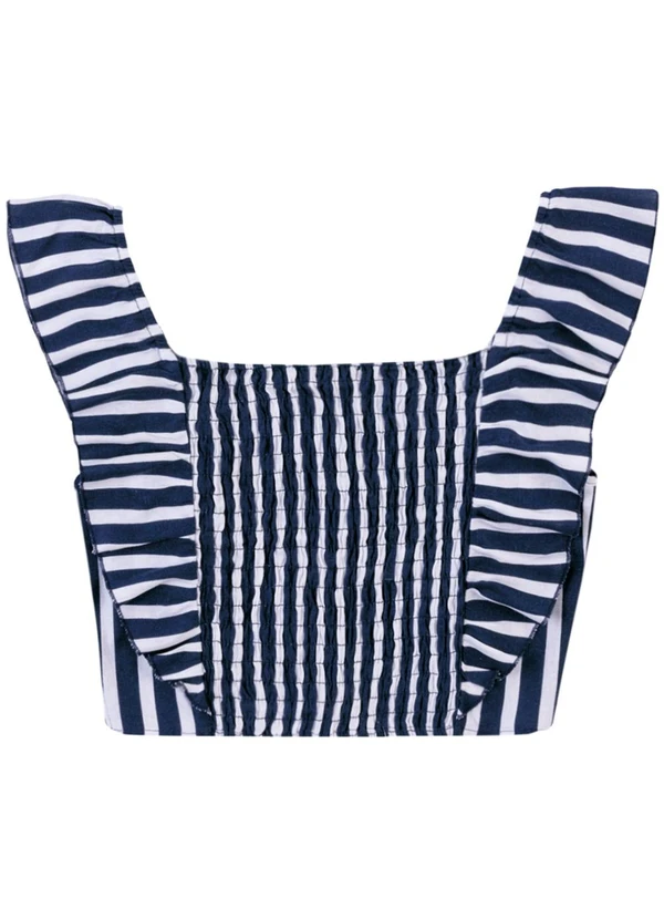 Malwee - Blusa Cropped em Viscolinho Azul Marinho 2