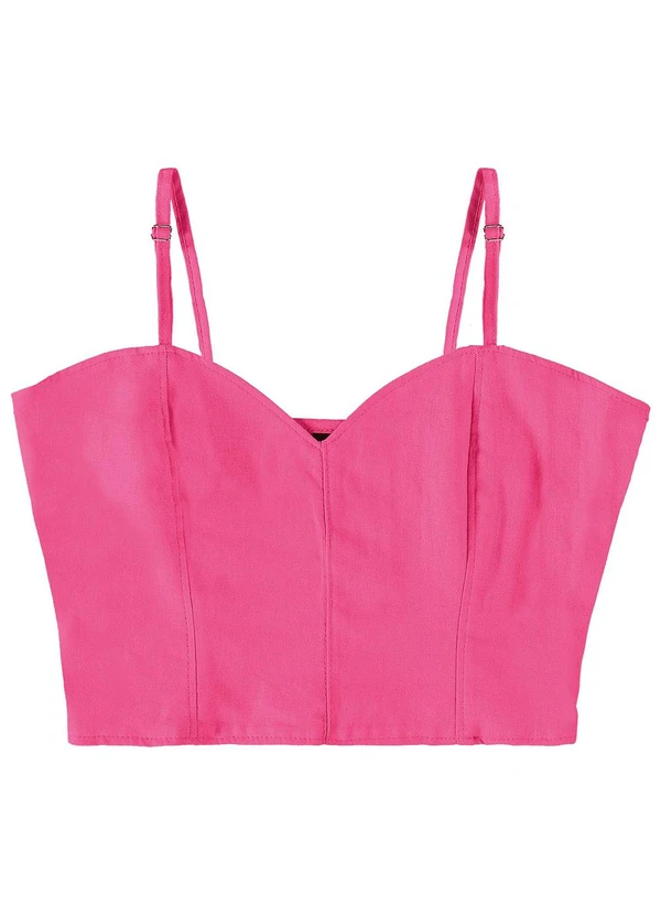 Enfim - Blusa Cropped em Viscolinho Rosa 2