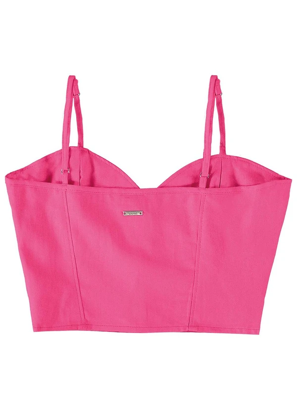 Enfim - Blusa Cropped em Viscolinho Rosa 3