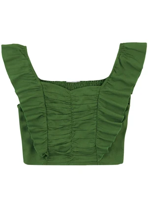 Malwee - Blusa Cropped em Viscolinho Verde - MALWEE