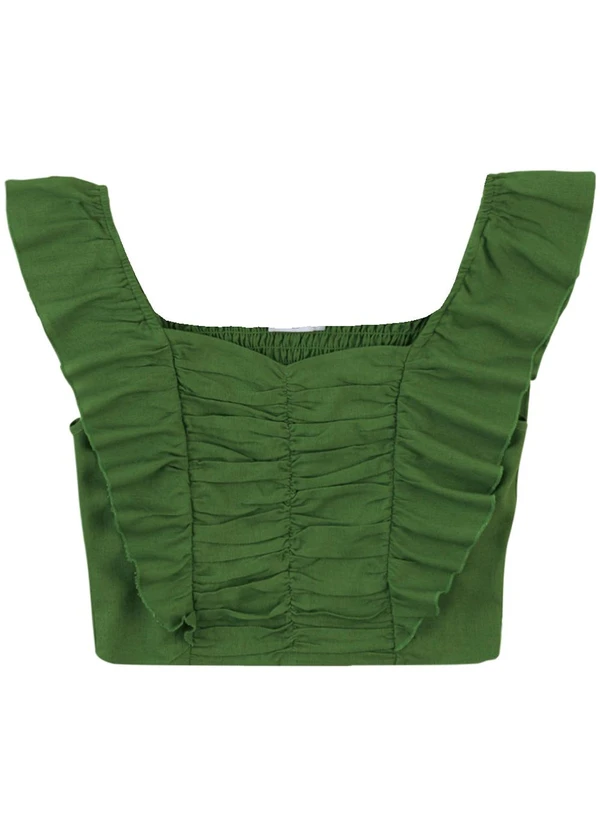 Malwee - Blusa Cropped em Viscolinho Verde 1