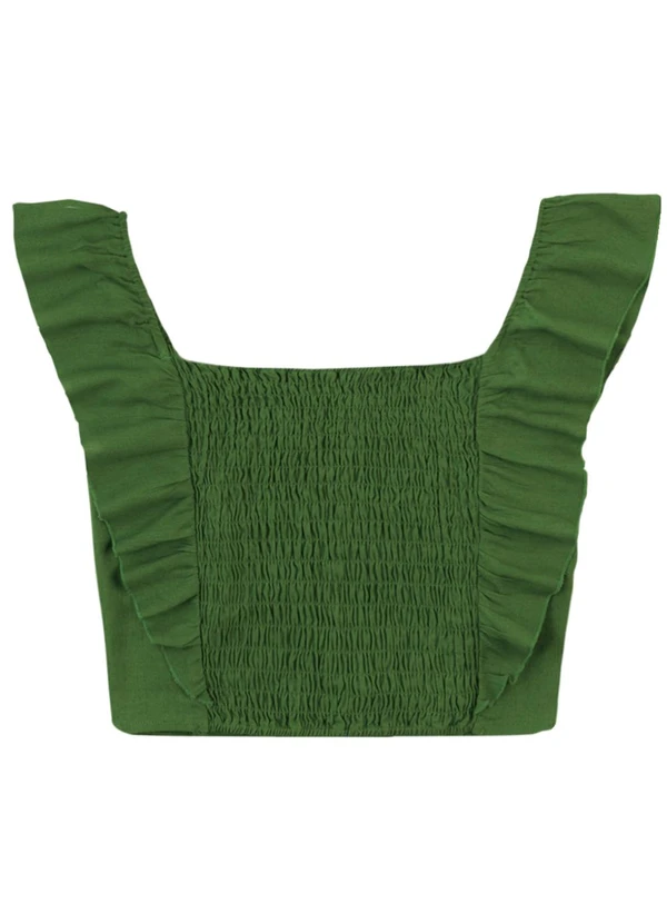 Malwee - Blusa Cropped em Viscolinho Verde 2