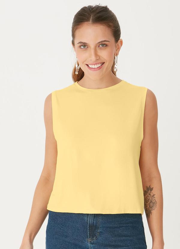 Malwee - Blusa Cropped em Viscose Amarelo Claro