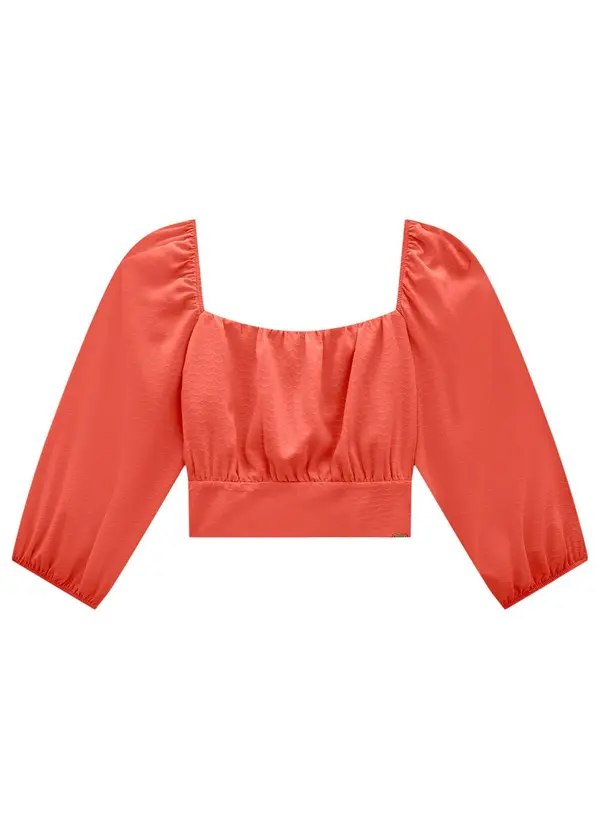 Lunender - Blusa Cropped em Viscose Laranja